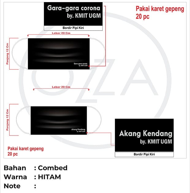Desain Masker Bordir Warna Hitam