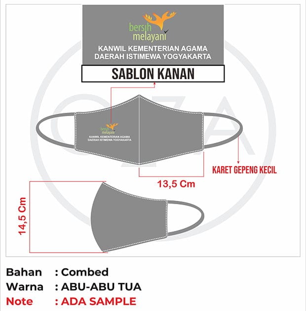 Desain Masker kain Kemenag Abu Abu