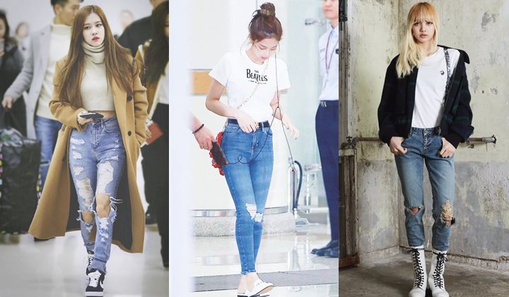 Distressed Jeans Kpop Girl
