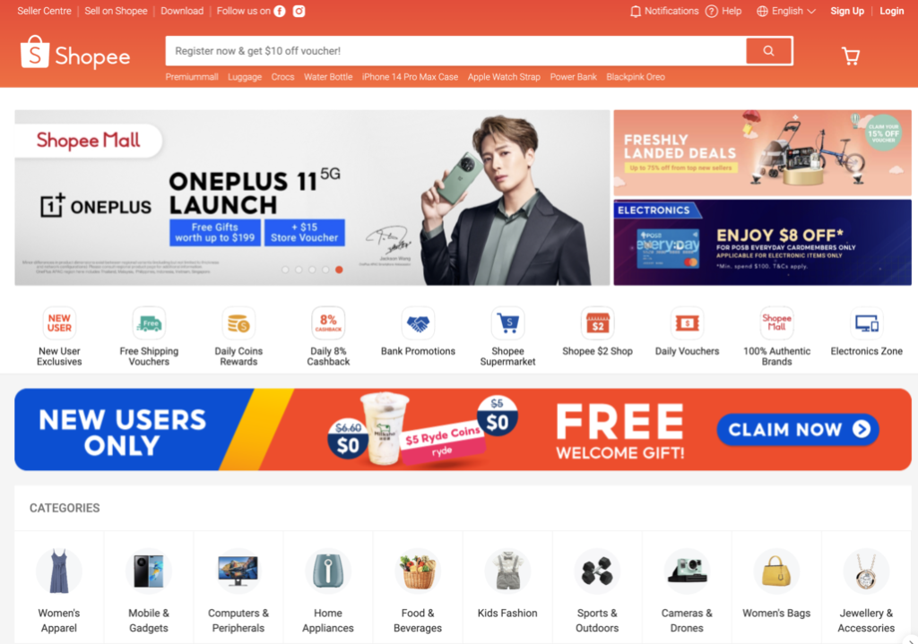 Tampilan Web Shopee - Salah Satu Platform Belanja Online Terbesar Di Asia Tenggara
