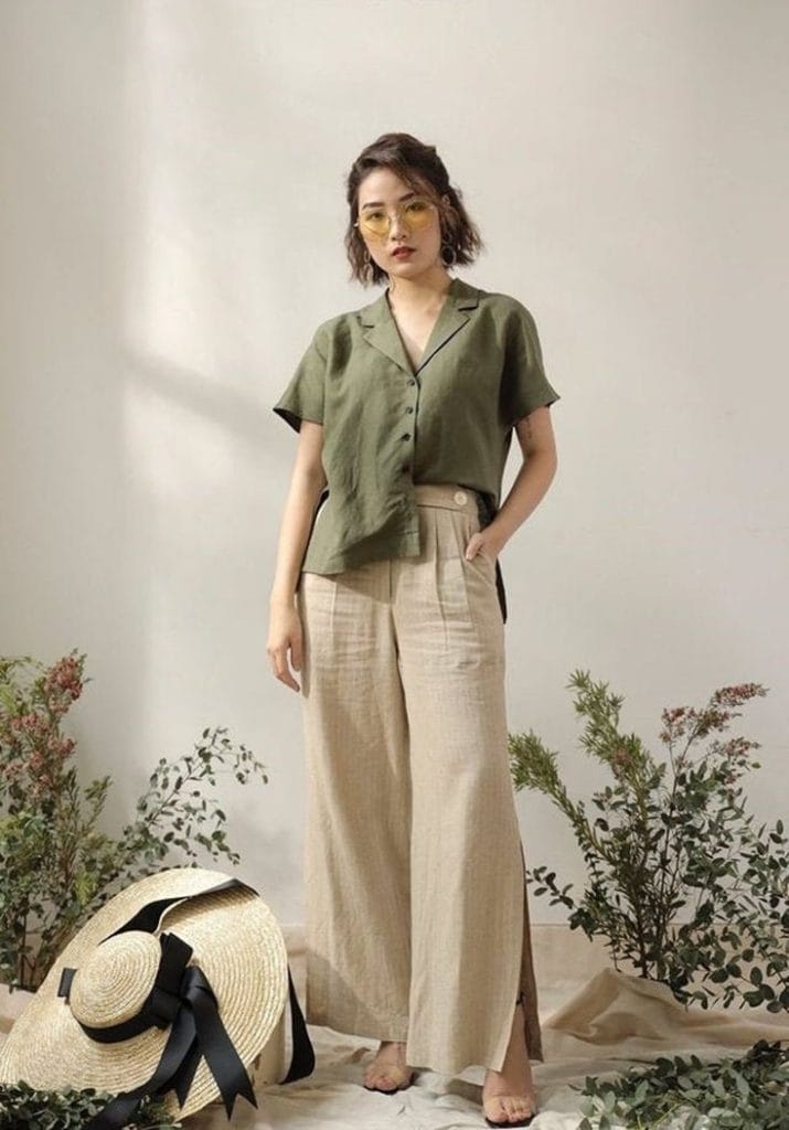 Padu Padan Outfit linen Wanita Menggunakan Palazzo Pants